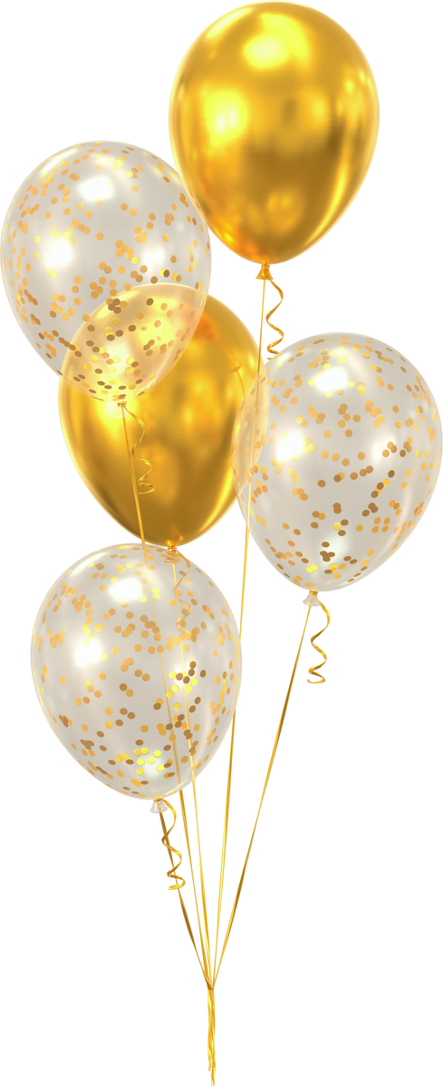 Gold and transparent party balloons